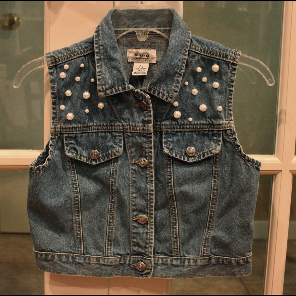 💎Child’s Pearl Embellished Denim Vest💎